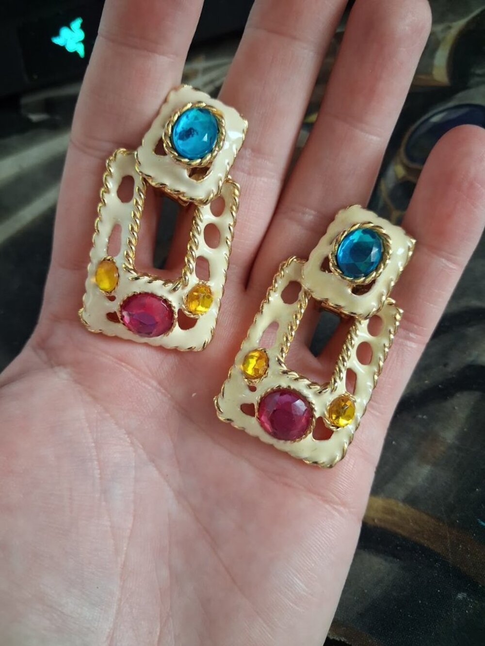 Vintage dangle clip on earrings